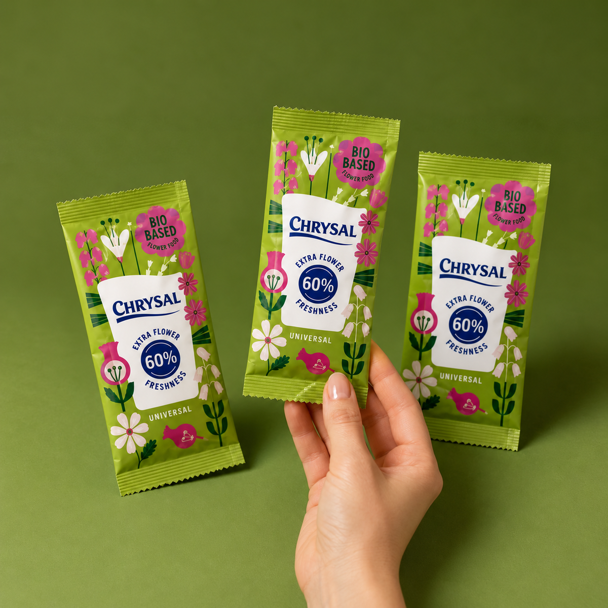 Chrysal Universal Flower Food – Универсална храна за рязани цветя в рециклируемо саше 500/1000 бр.